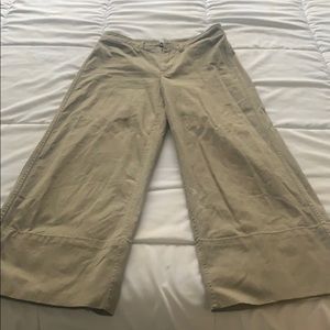 Tan Wide Leg Cropped Pants